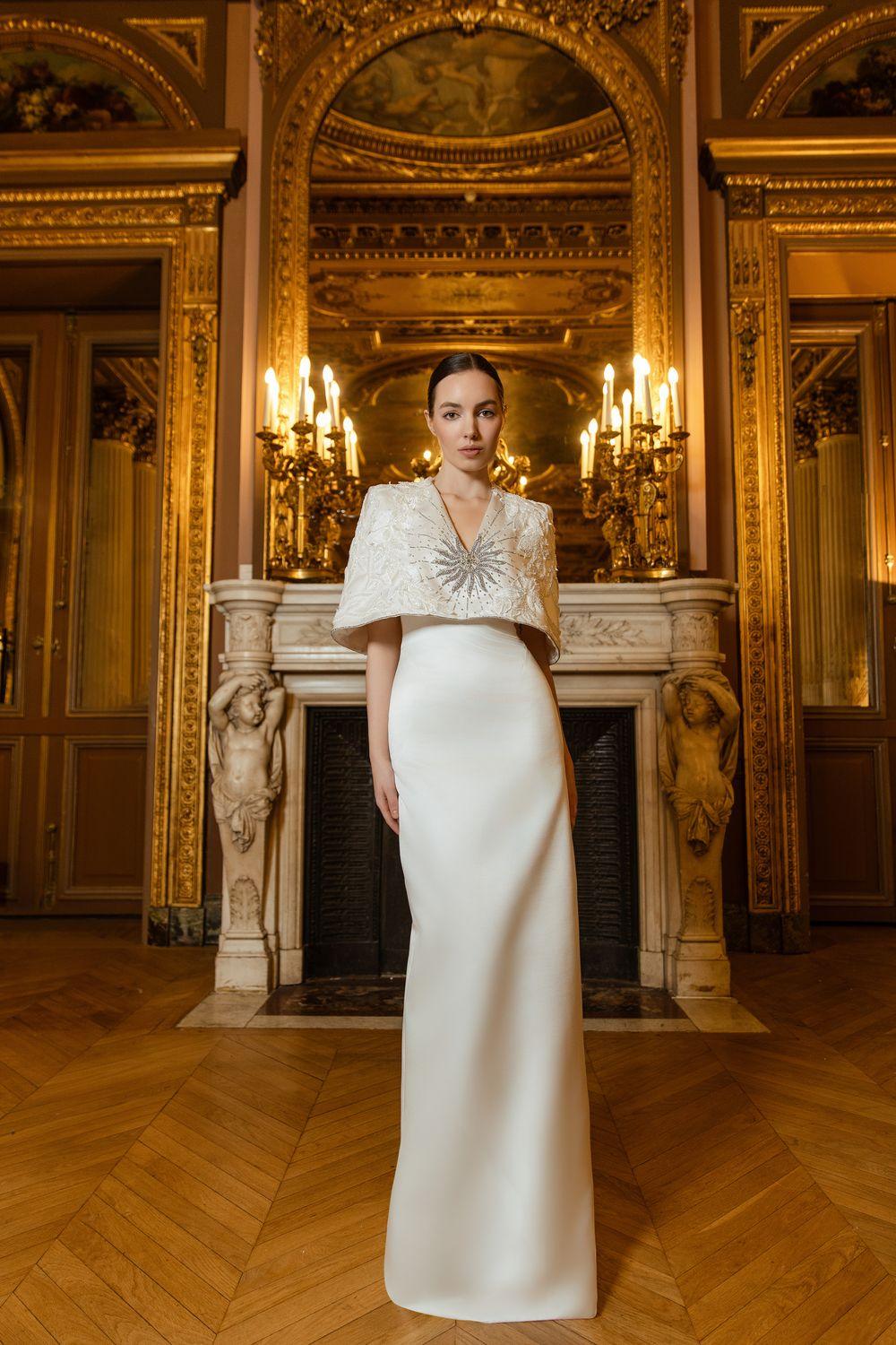 V-Neck Cape Sleeves Straight Dress