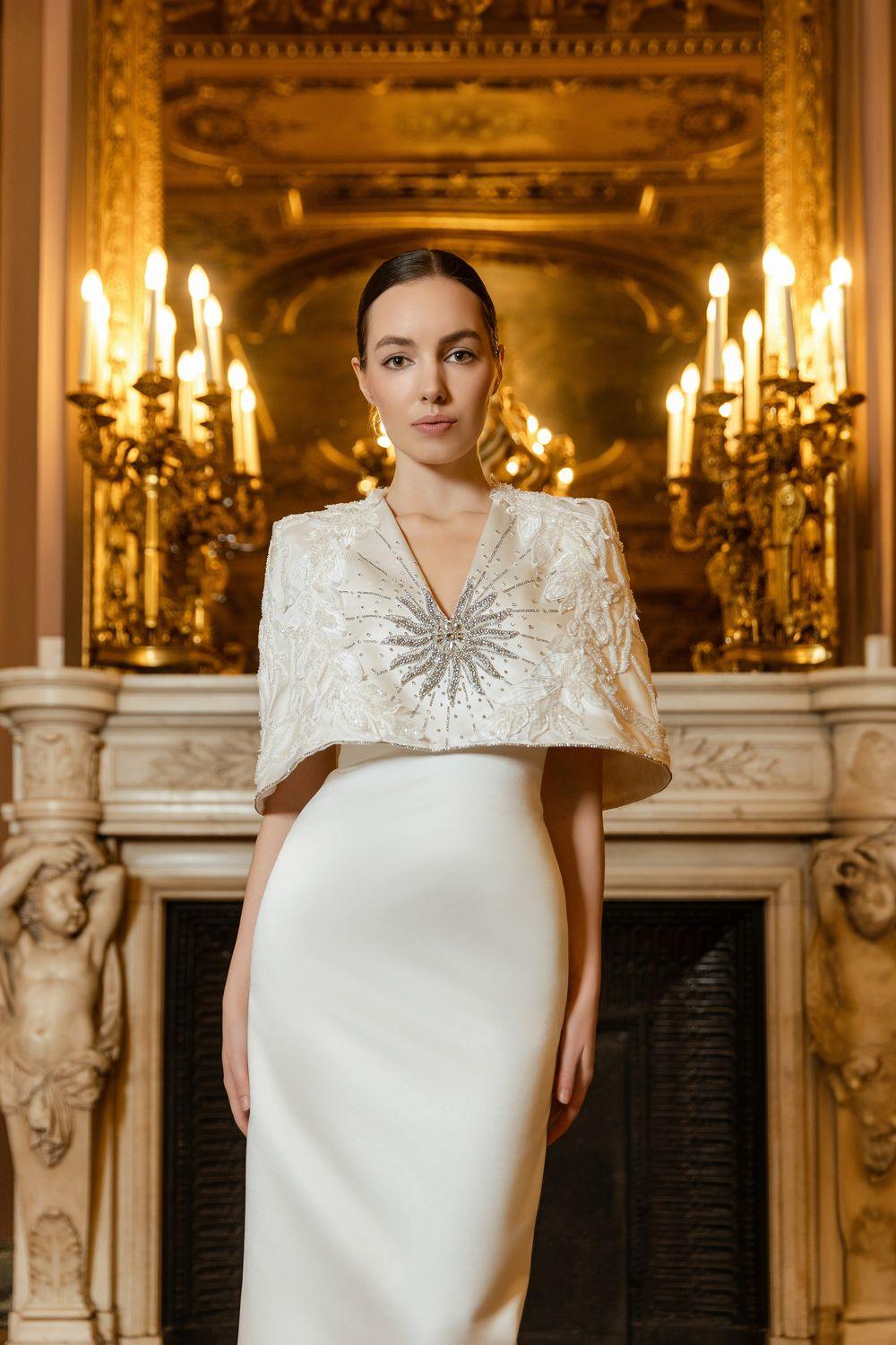 V-Neck Cape Sleeves Straight Dress