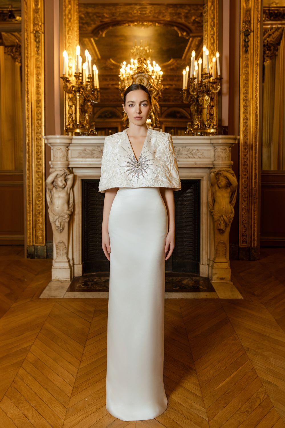 V-Neck Cape Sleeves Straight Dress