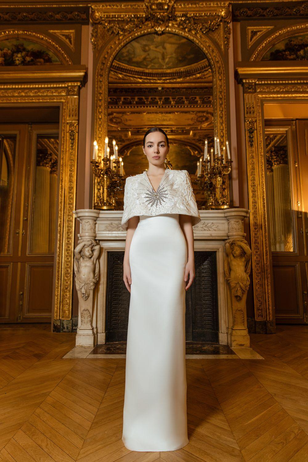 V-Neck Cape Sleeves Straight Dress