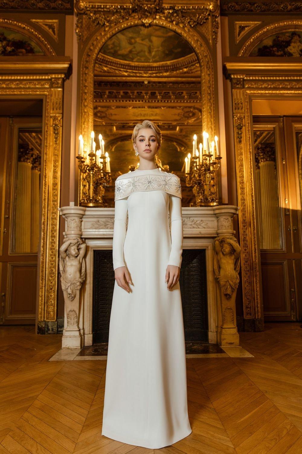 Round Neck Shoulder Crystal Embellished Dress