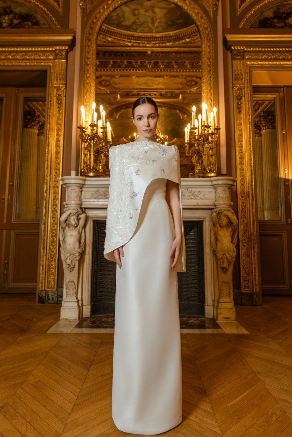 Camisole Straight Dress With Asymmetric Cape Set