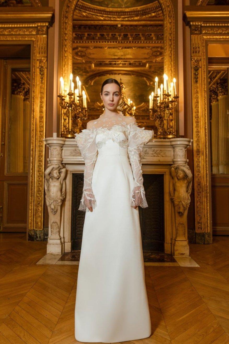 Open Shoulder Trumpet Sleeve Dress