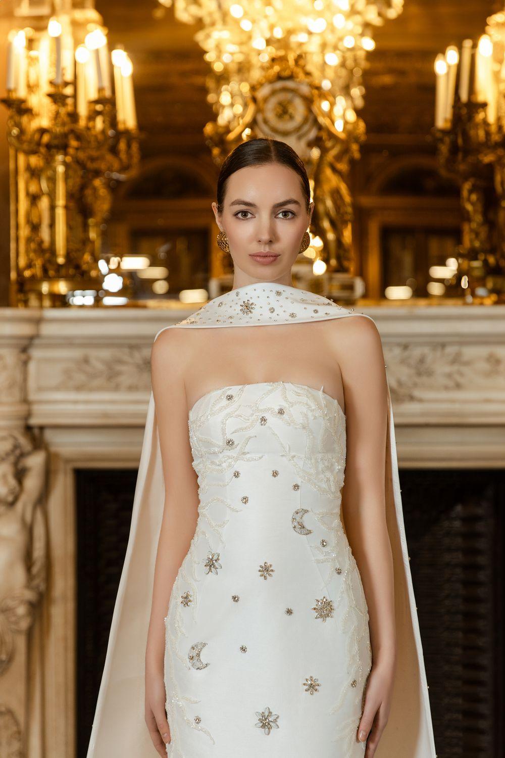 Crystal Embellished Dress With Scarf Set