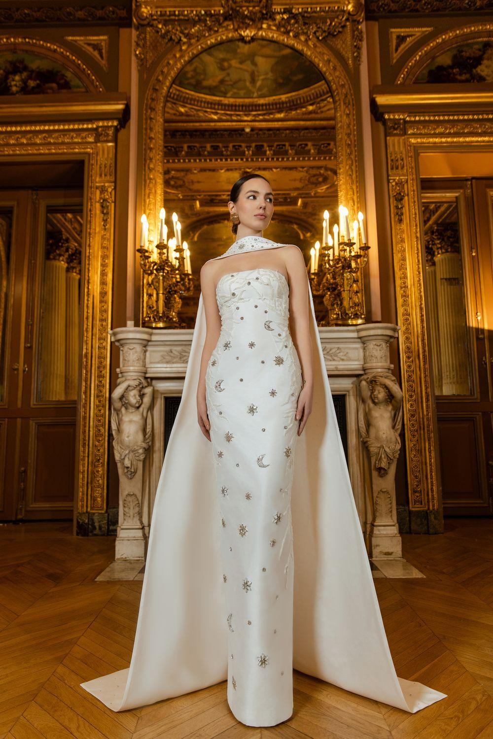 Crystal Embellished Dress With Scarf Set