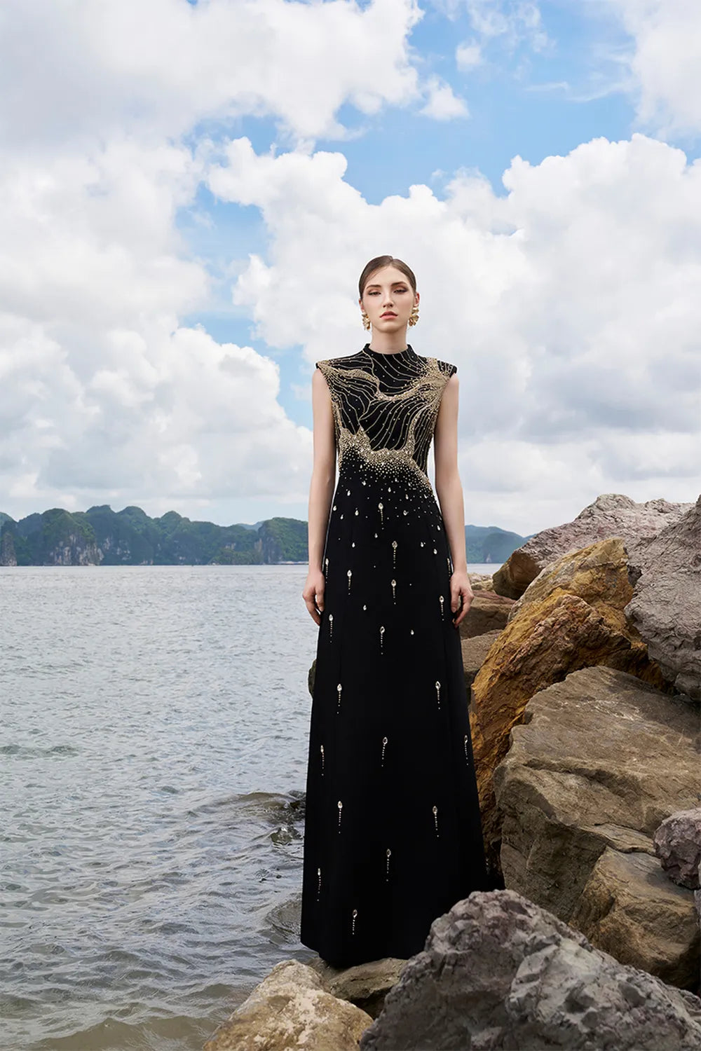 Sleeveless High Neck A-Line Dress