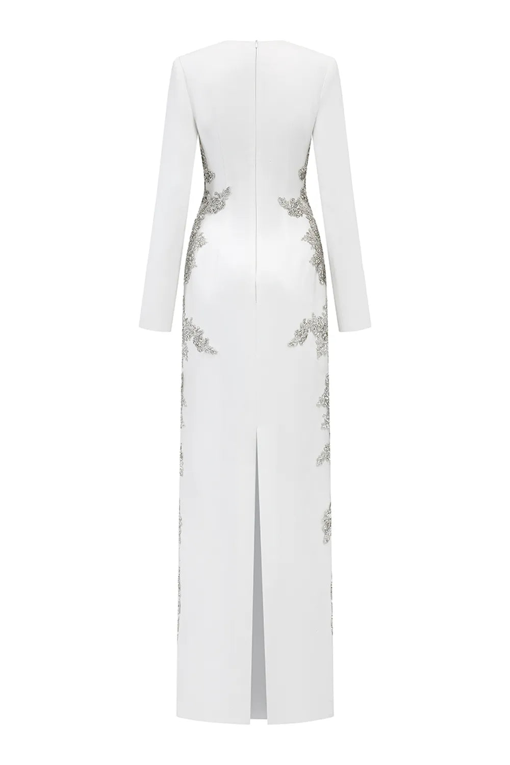 V-Neck Symmetric Sided Crystal Embellished Dress