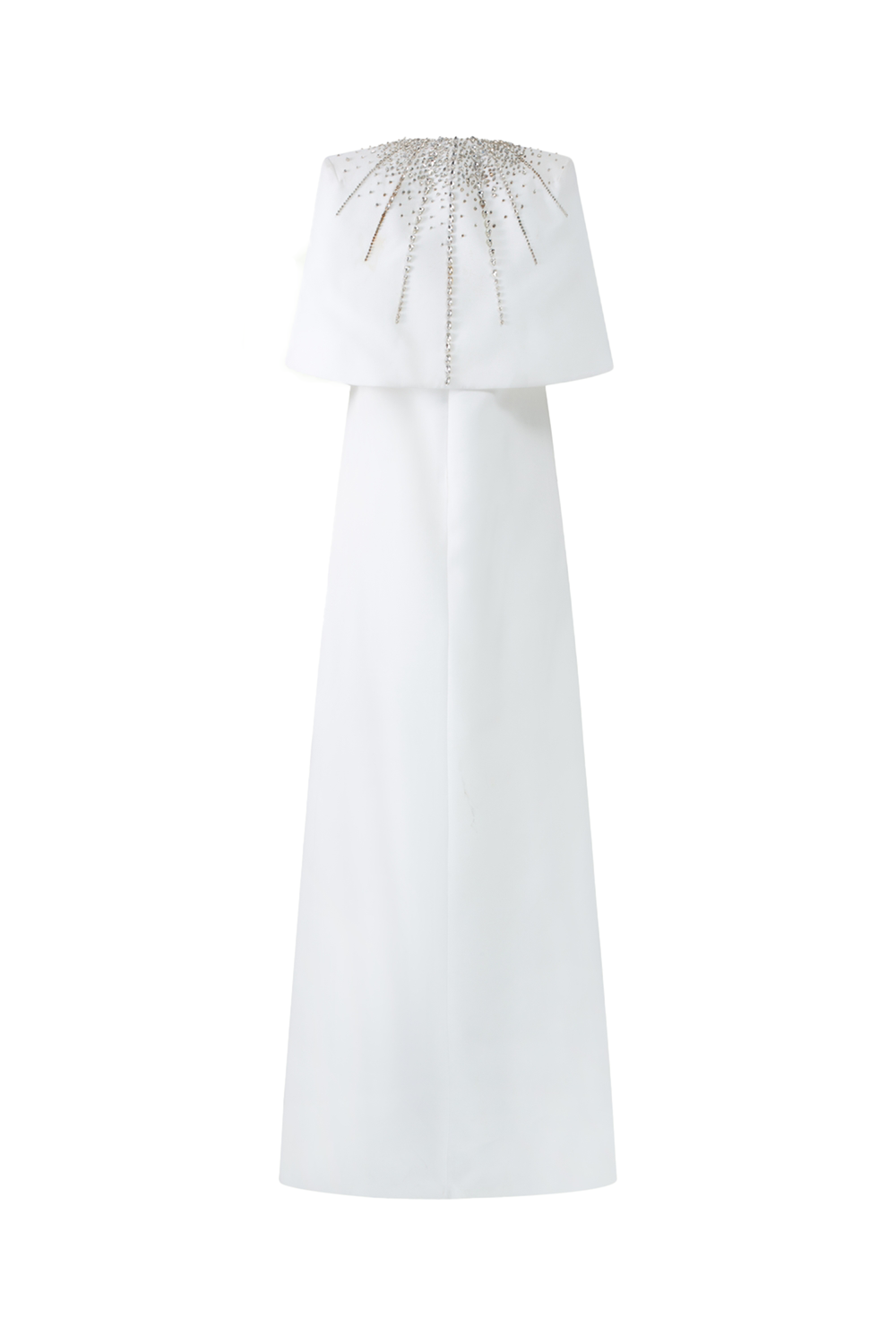 Cropped Curved Cape With Sleeveless Crystal Embellished Neckline Dress Set