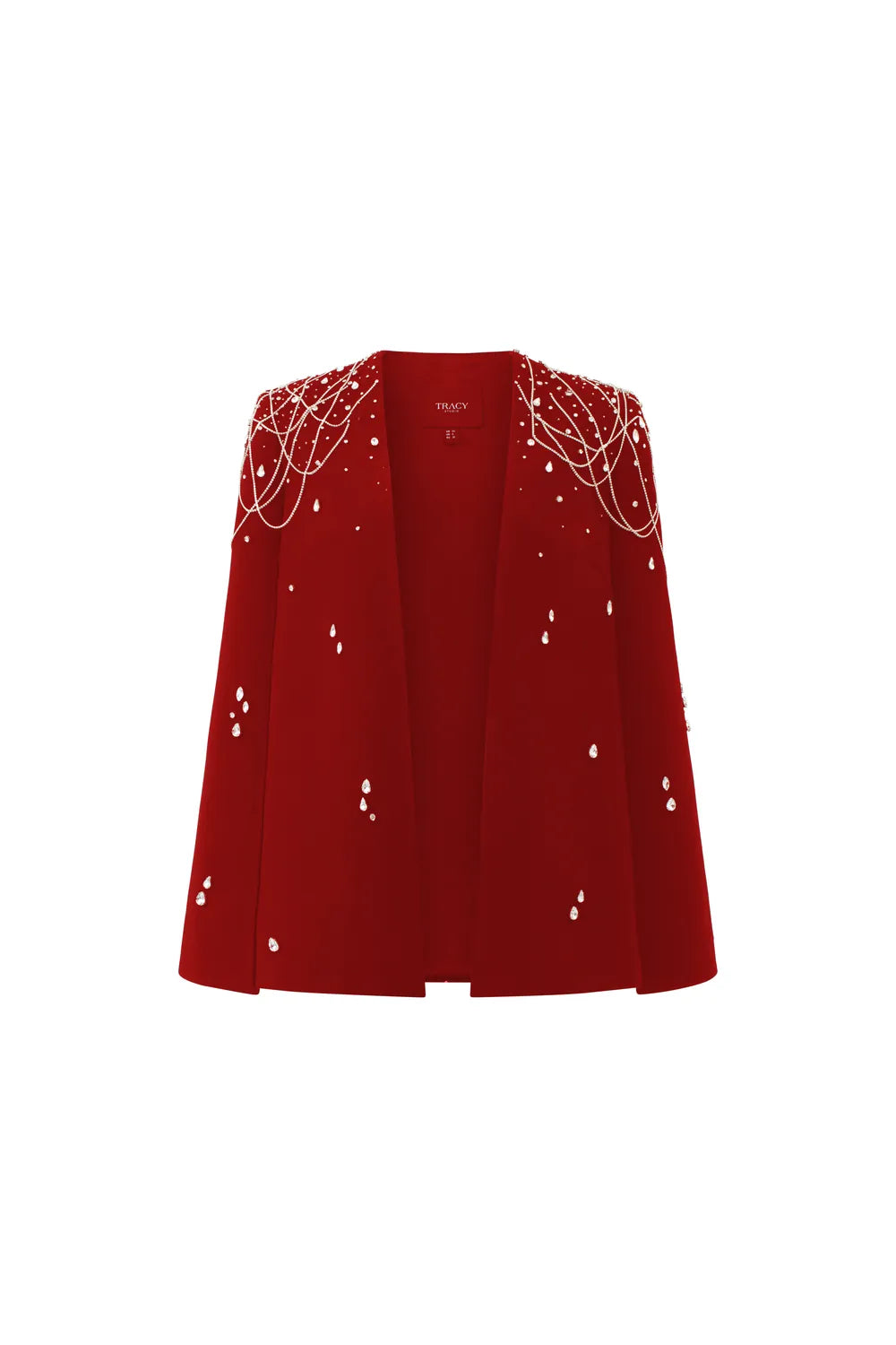 Crystal Strings Cape With Straight Across Crystal Embellished Dress Set