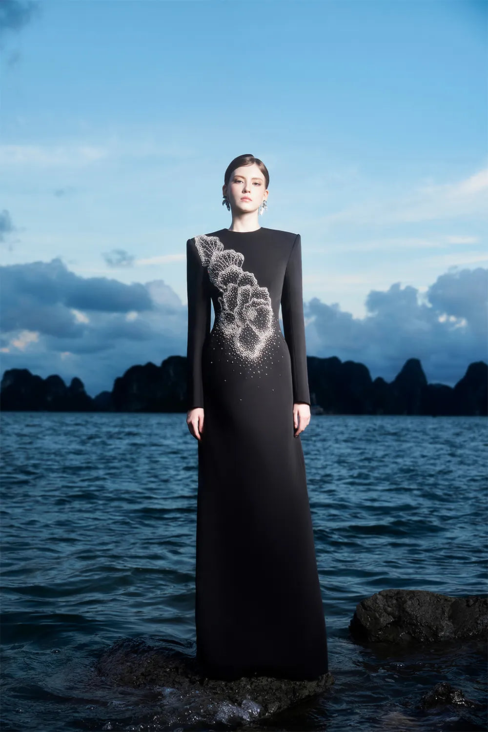 Floral Crystal Pattern Straight Dress