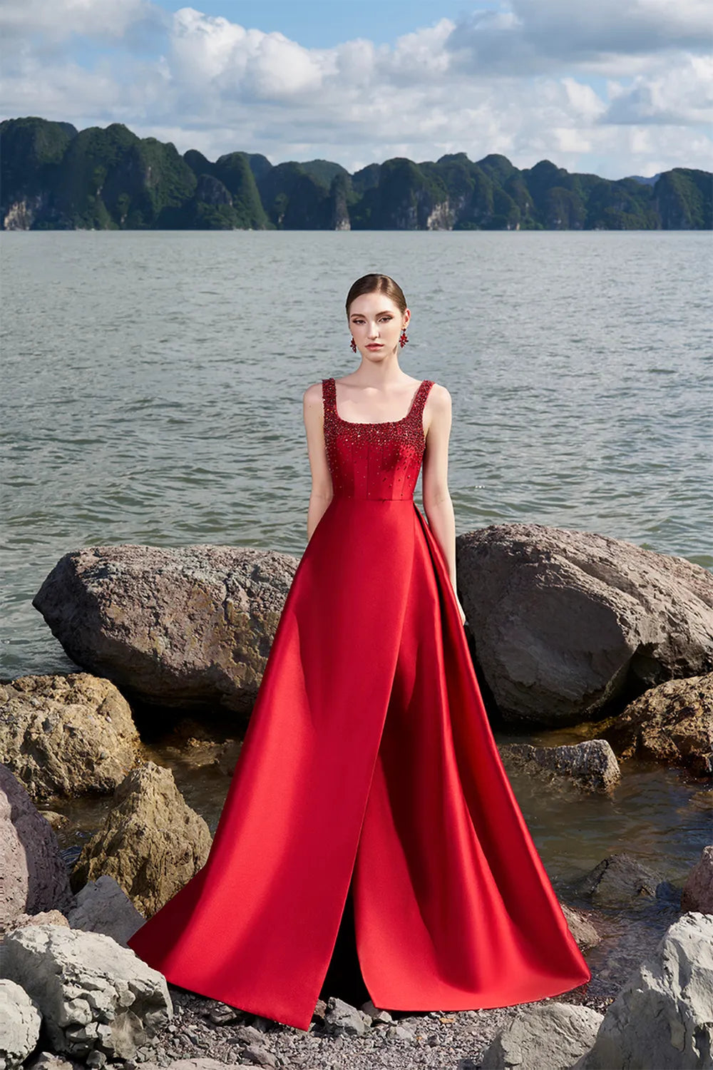 Strappy Square Neck Flared A-line Dress