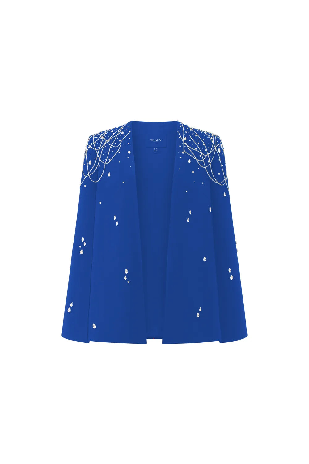 Crystal Strings Cape With Straight Across Crystal Embellished Dress Set