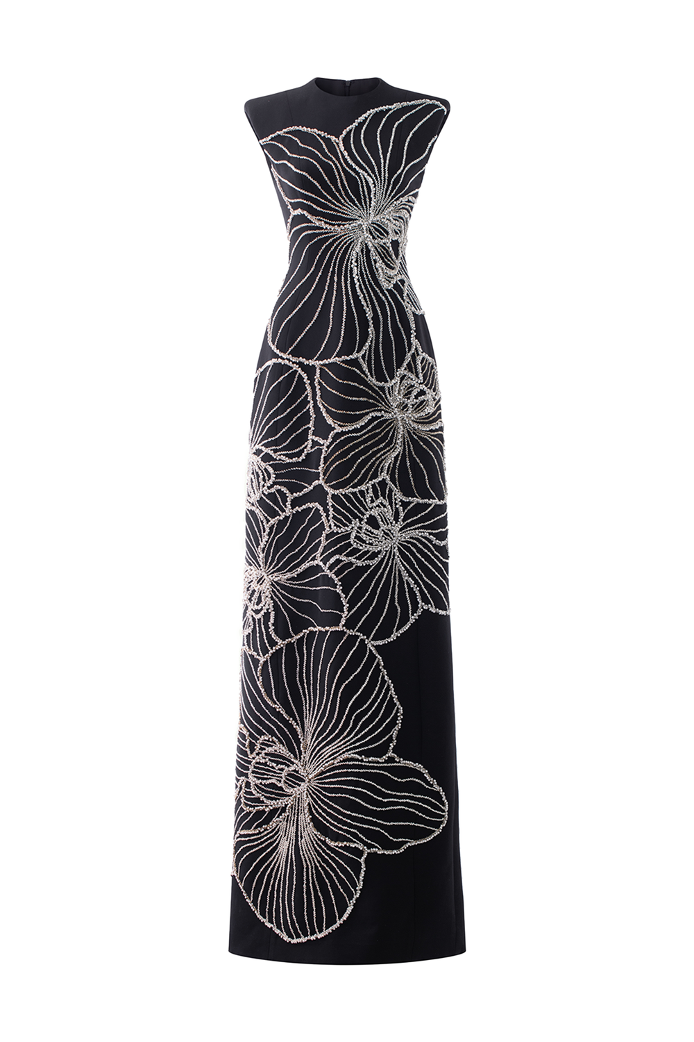 Sleeveless Orchid Crystal Patterned Dress M / Black Sleeveless Orchid Crystal Patterned Dress M / Black