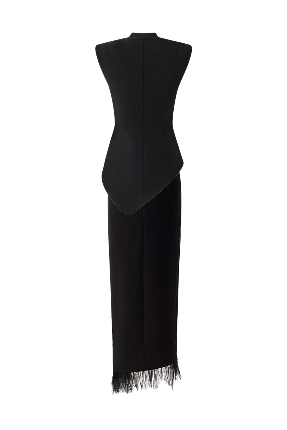 Asymmetric Sleeveless Blazer And Feather Skirt Set