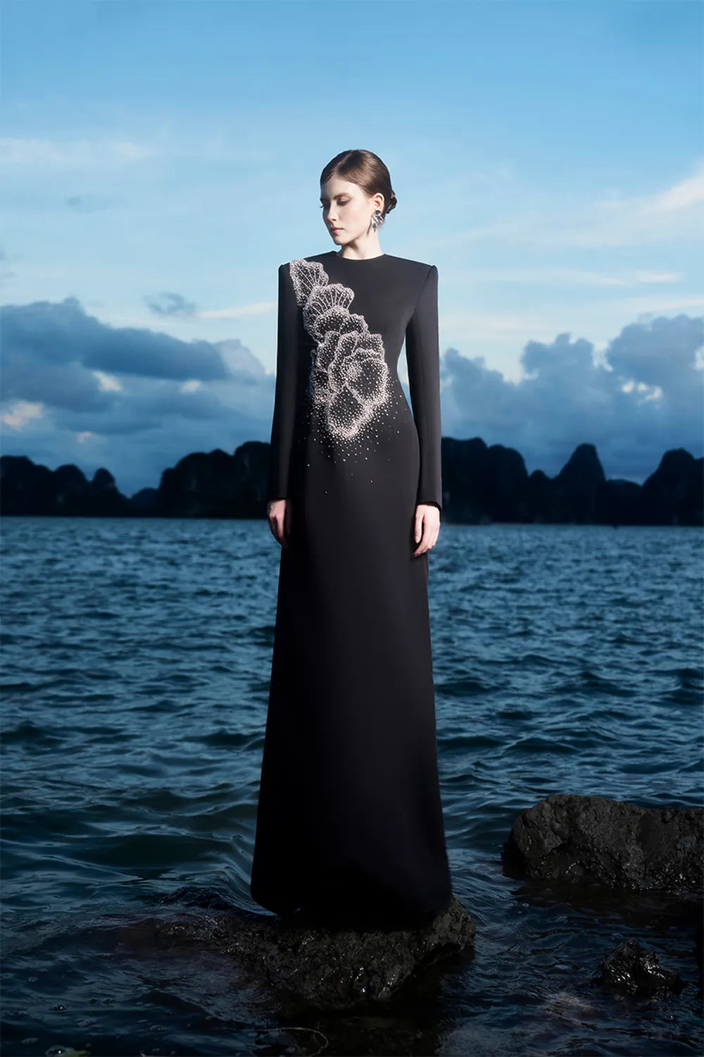 Floral Crystal Pattern Straight Dress