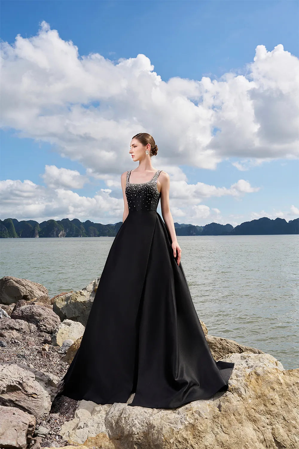 Strappy Square Neck Flared A-line Dress TRACY COUTURE Strappy Square Neck Flared A-line Dress TRACY COUTURE