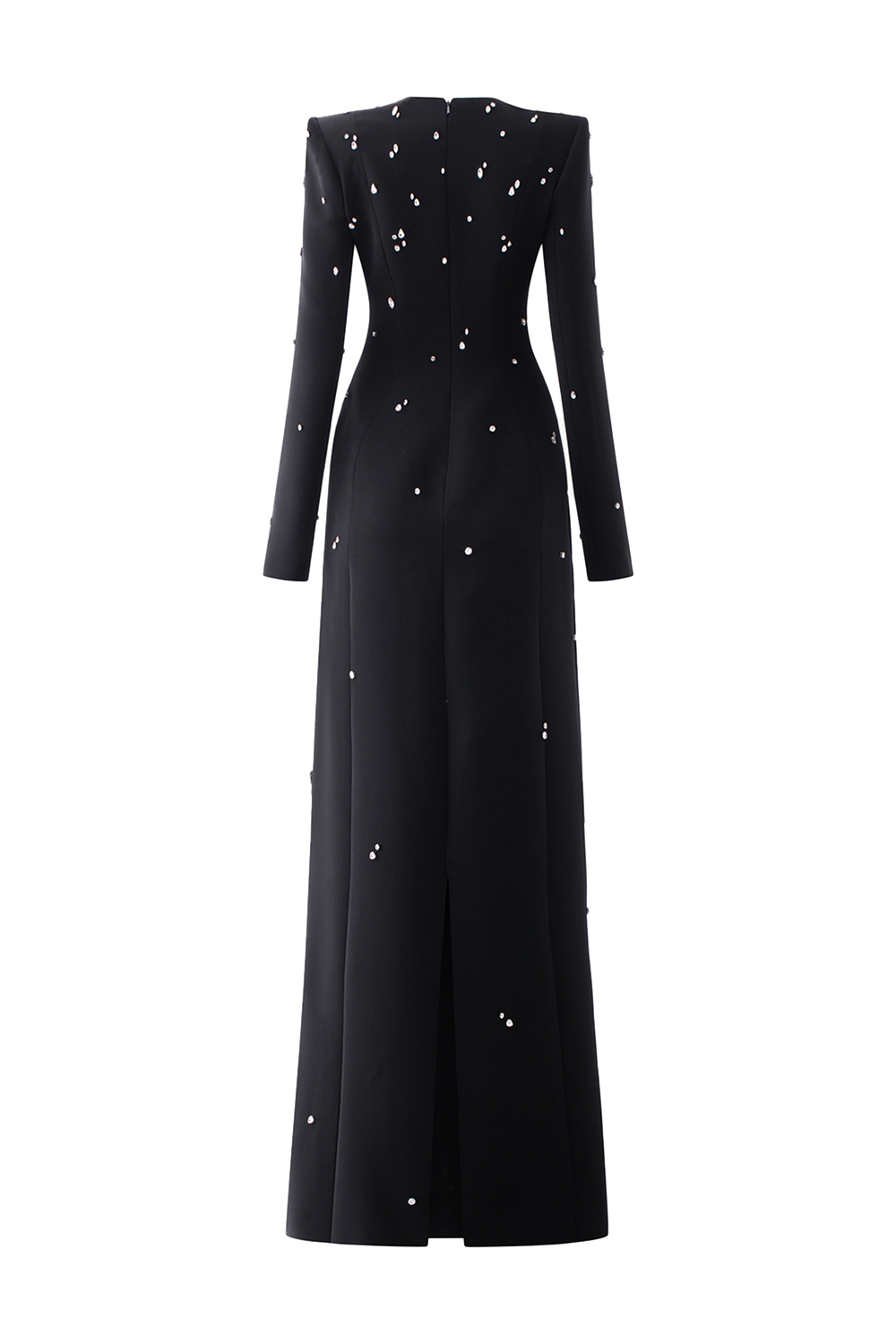 Stone Embellished Long Sleeve Dress - TRACY COUTURE