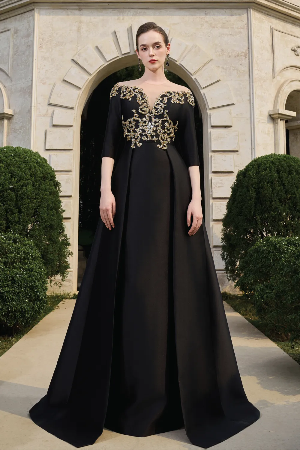 Off Shoulder Middle Sleeve Flared Dress