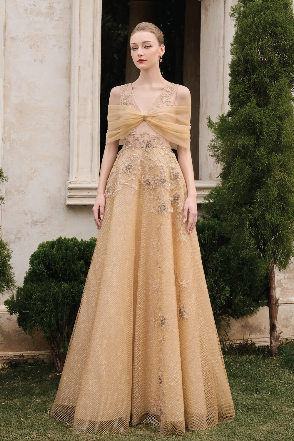 Strappy With See-Through Mesh Shoulder Dress