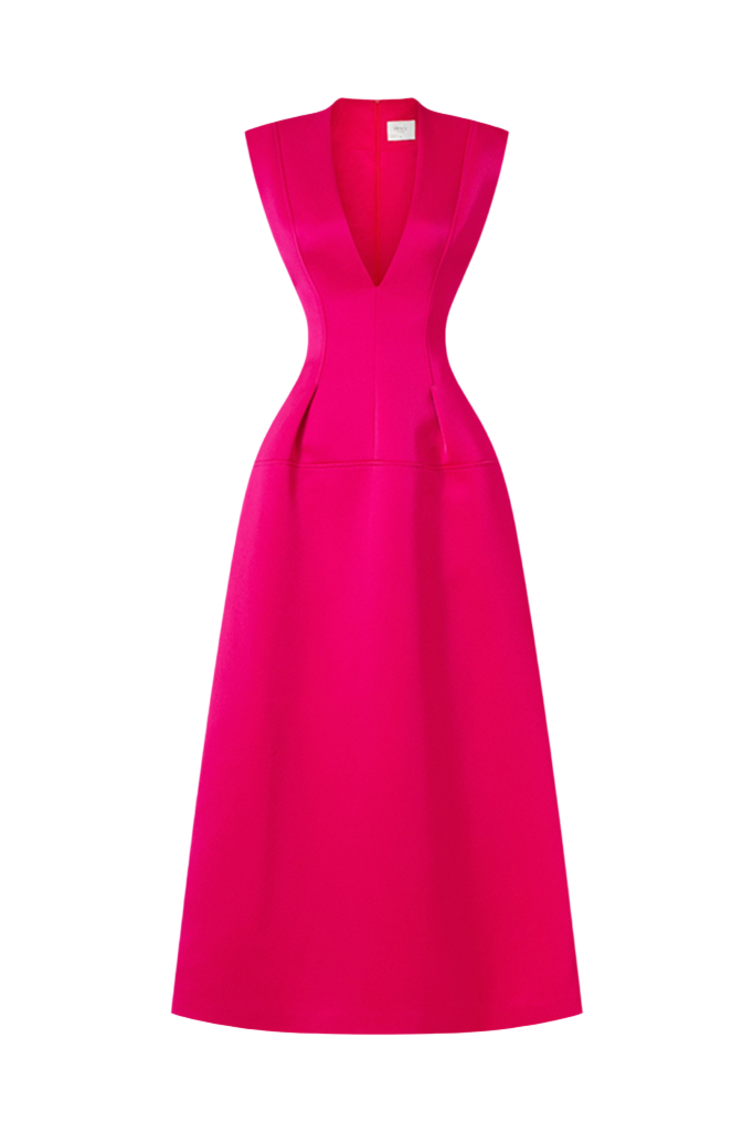 Sleeveless V-Neck Coat Midi Dress