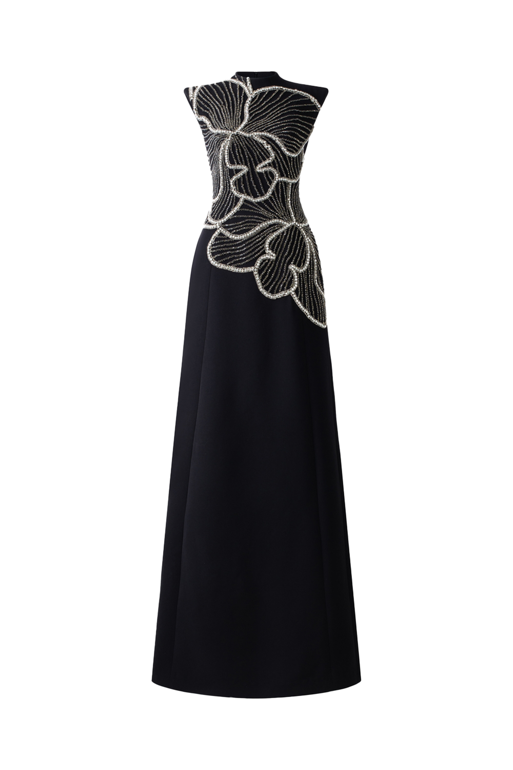 Sleeveless Orchid Patterned Dress L / Black Sleeveless Orchid Patterned Dress L / Black