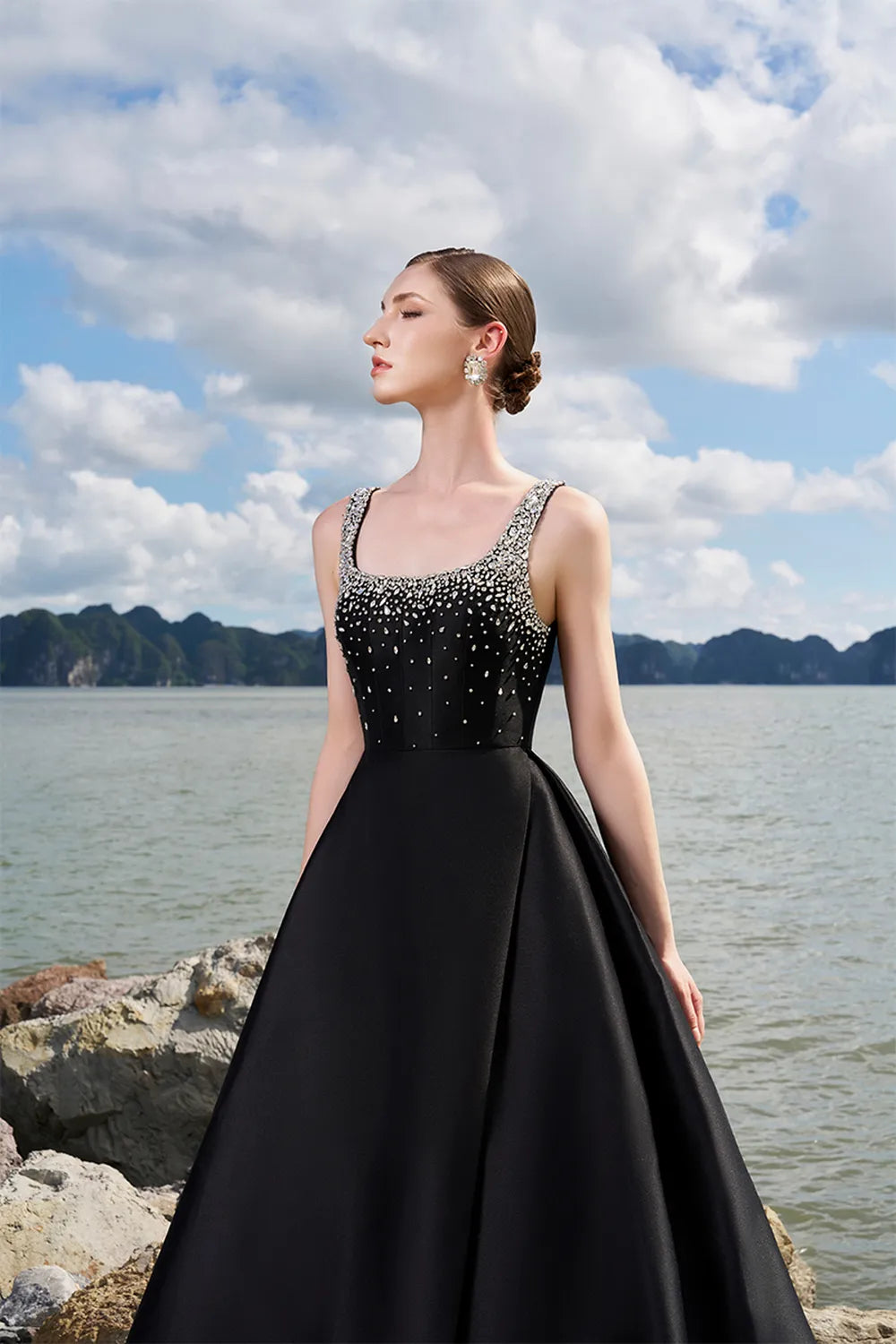 Strappy Square Neck Flared A-line Dress