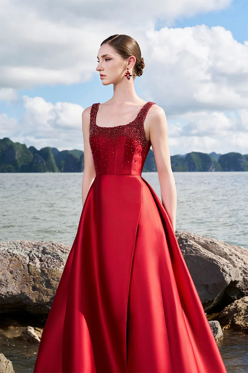 Strappy Square Neck Flared A-line Dress