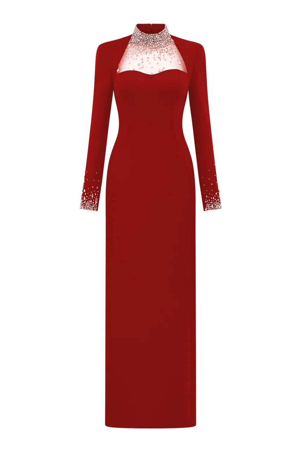 Crystal Embellished High Neck Dress