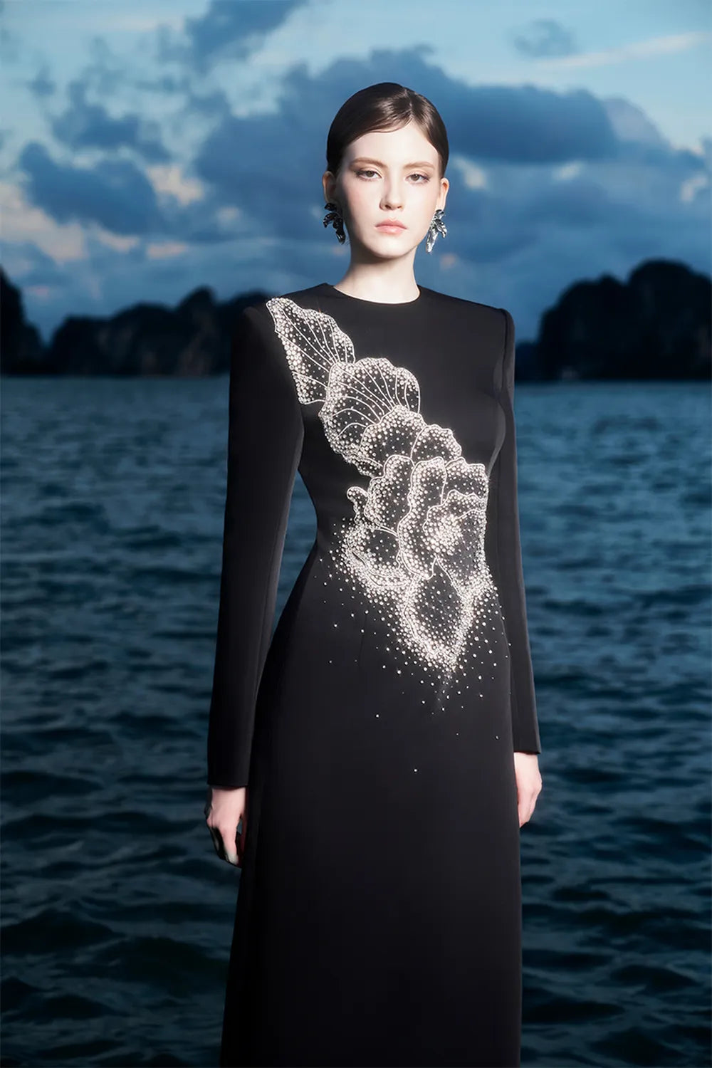 Floral Crystal Pattern Straight Dress