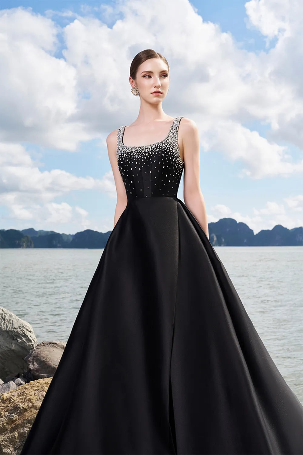 Strappy Square Neck Flared A-line Dress TRACY COUTURE Strappy Square Neck Flared A-line Dress TRACY COUTURE