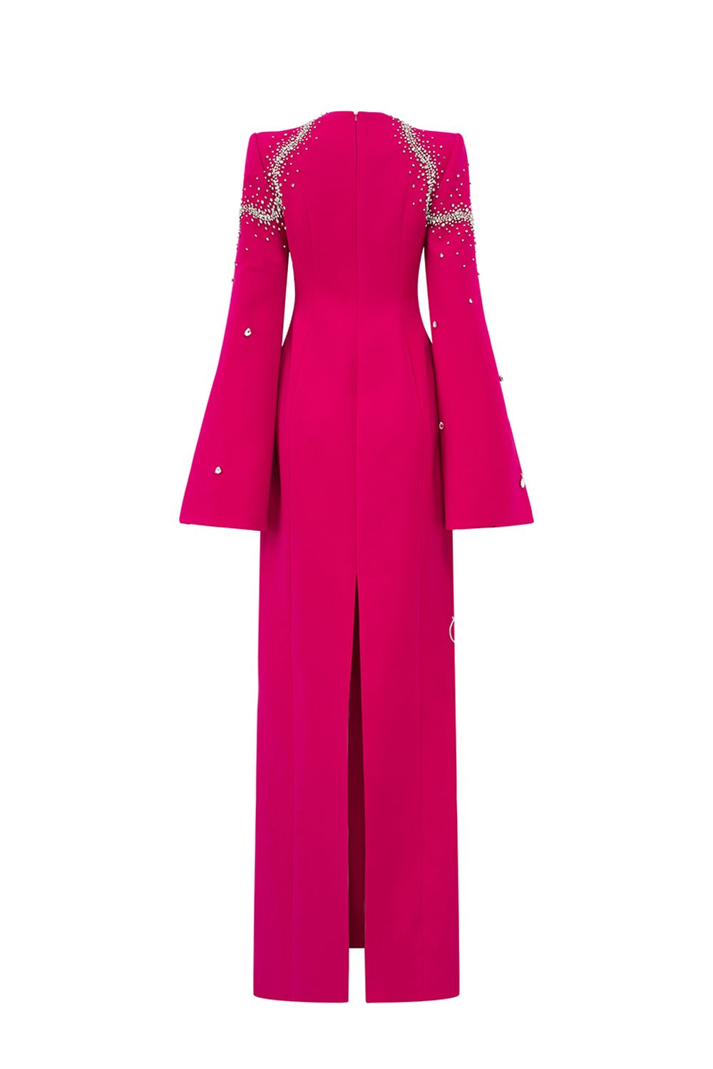 Flared Sleeves Crystal Embellished Dress