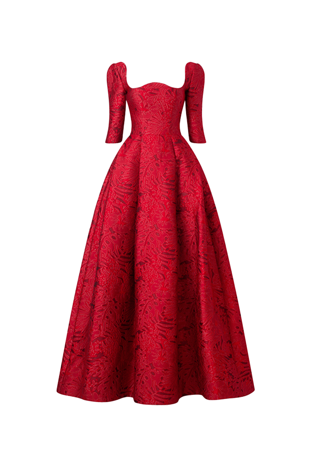 Long Sleeve Curved Neckline Full Dress