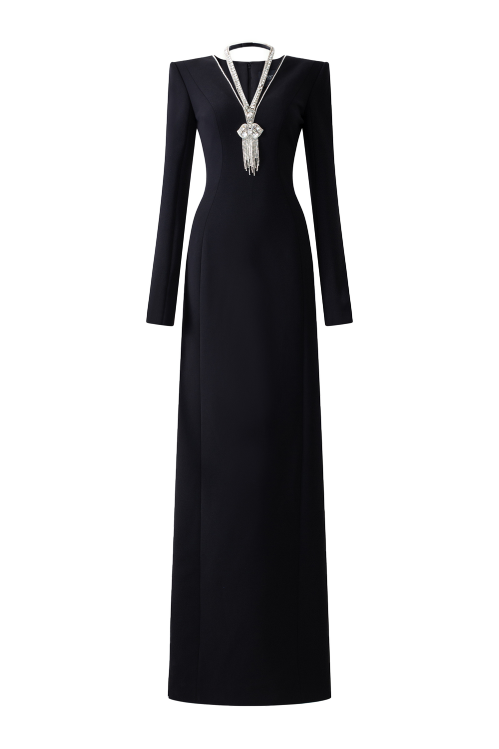 Long Sleeve Back Slit Dress - TRACY COUTURE
