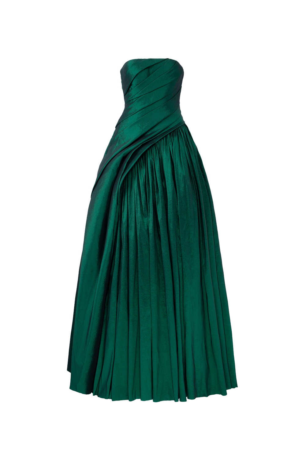 Strapless Diagonal Gathered Dress XL / EmeraldGreen Strapless Diagonal Gathered Dress XL / EmeraldGreen