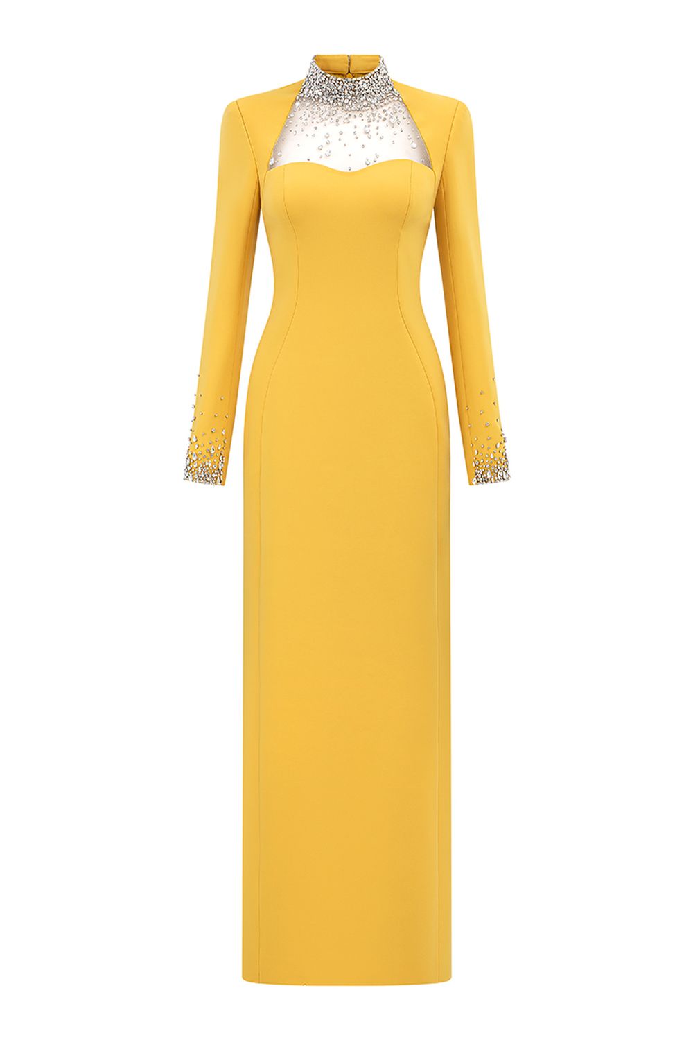 Crystal Embellished High Neck Dress