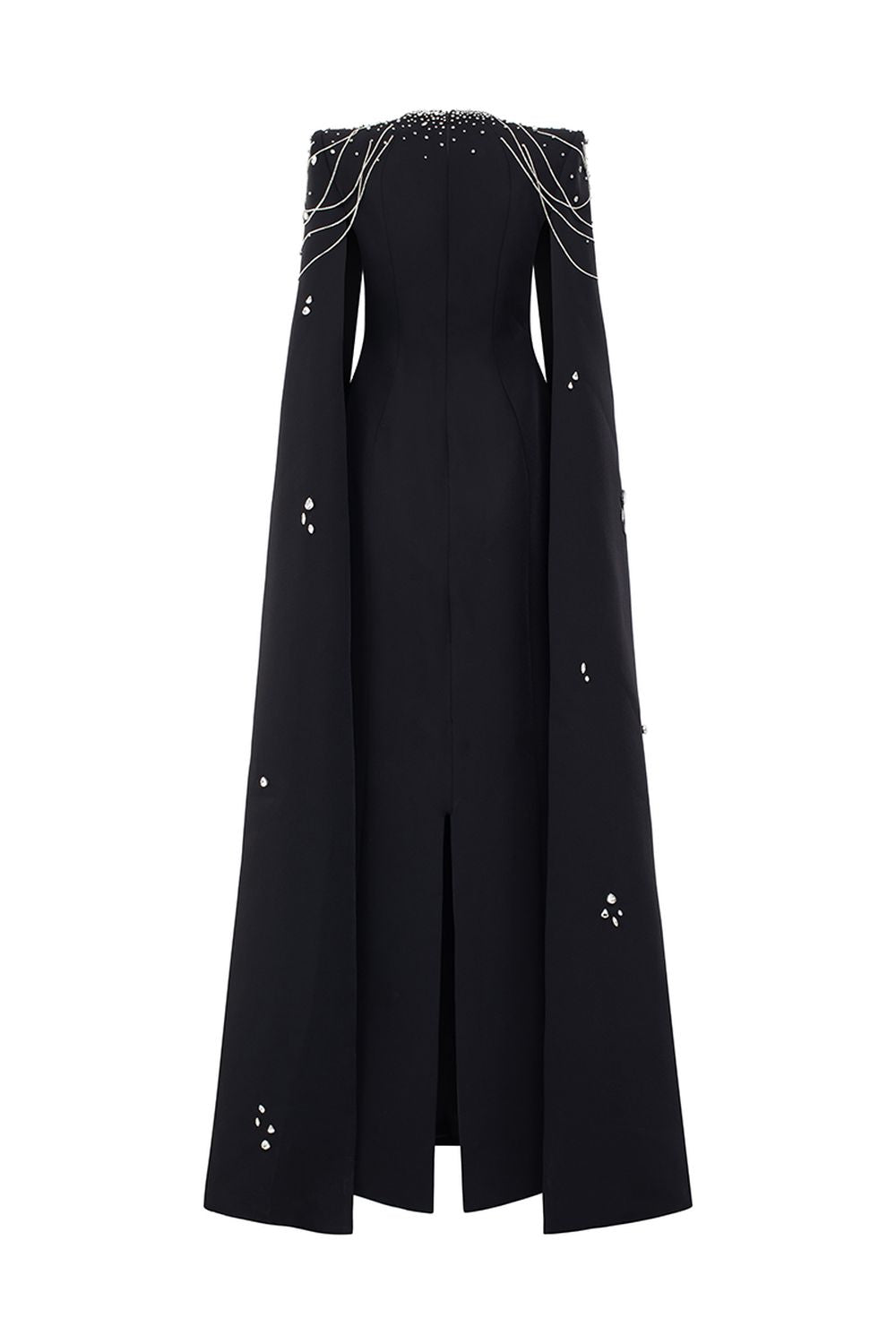 Long Cape Sleeves Floor Length Dress