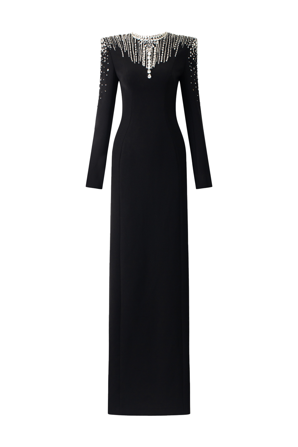 Long Sleeve Open Back Dress - TRACY COUTURE