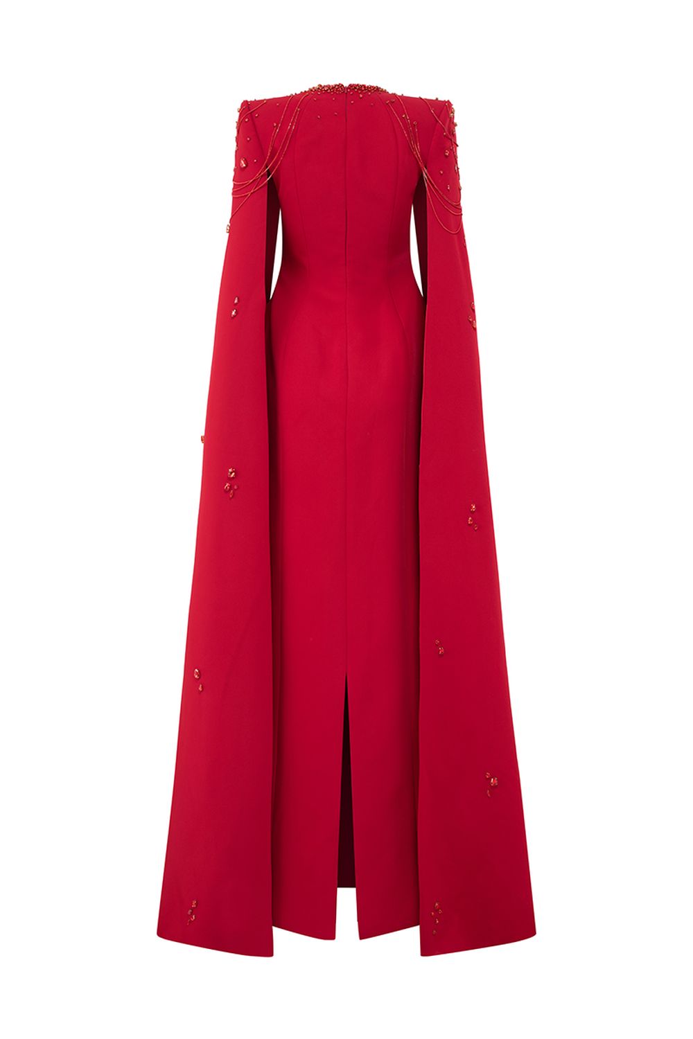 Long Cape Sleeves Floor Length Dress