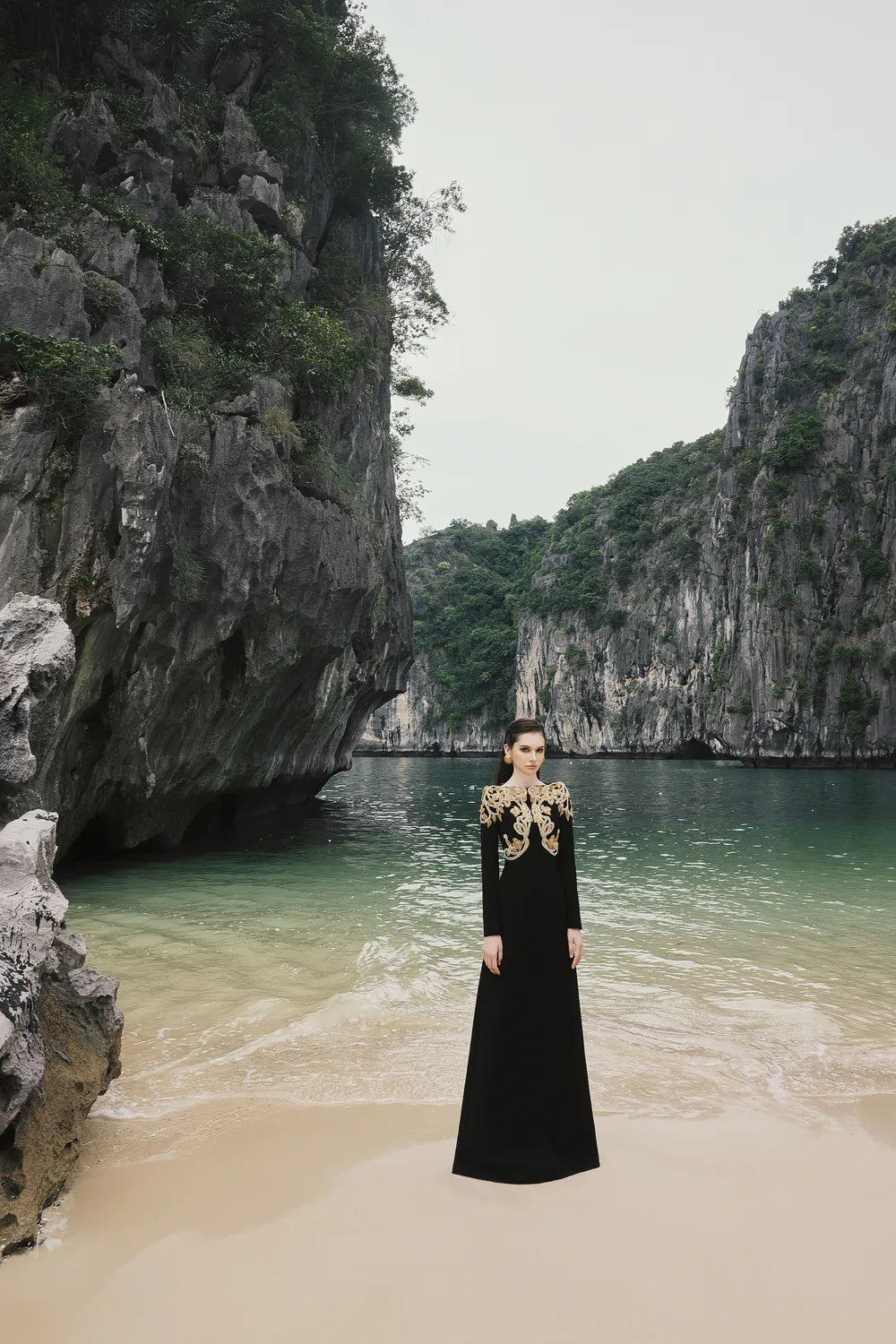 Boat Neck Symmetric Embellished Dress