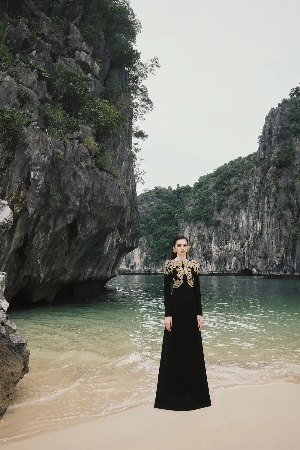 Boat Neck Symmetric Embellished Dress