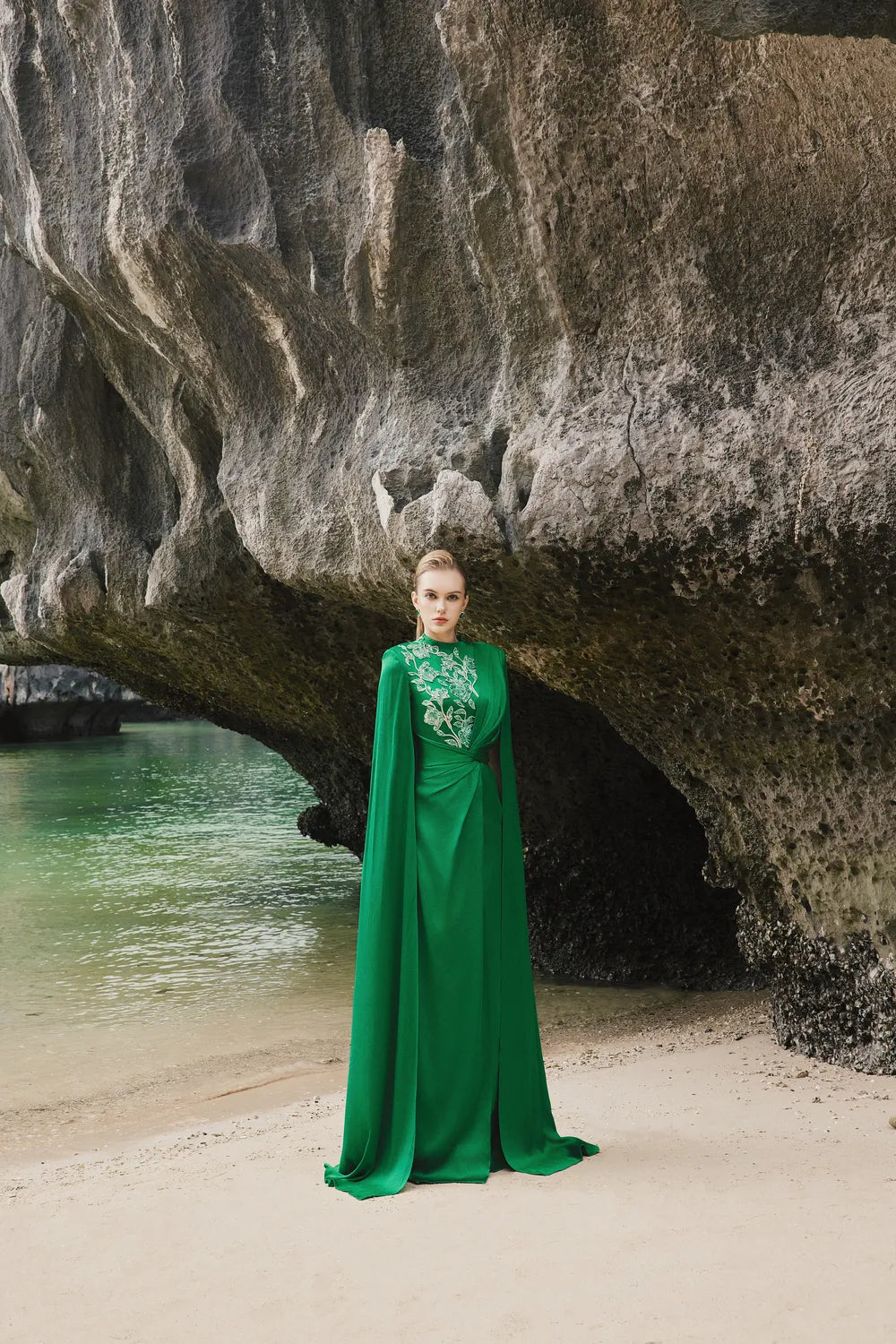 High Neck Twisted Waist Back Flap Dress