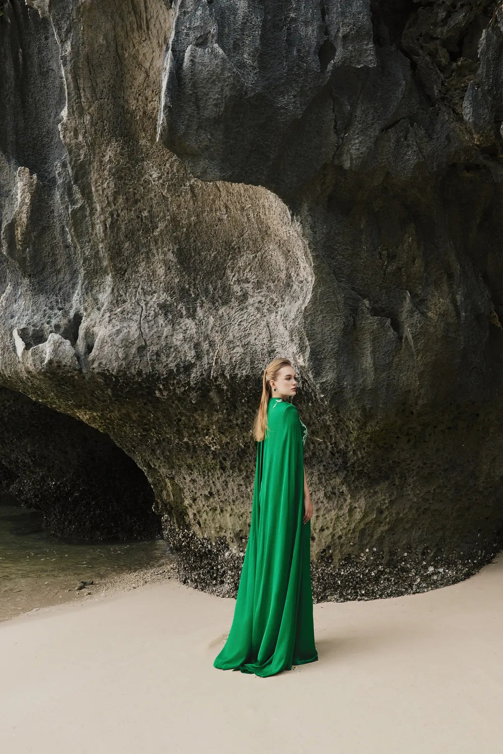 High Neck Twisted Waist Back Flap Dress