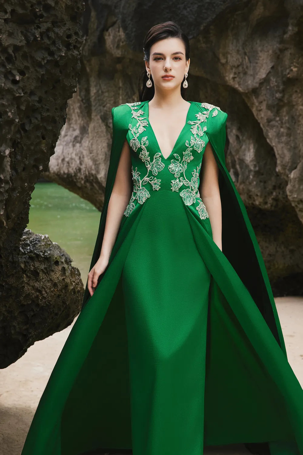 Layered Flap Long Sleeves Cape Dress