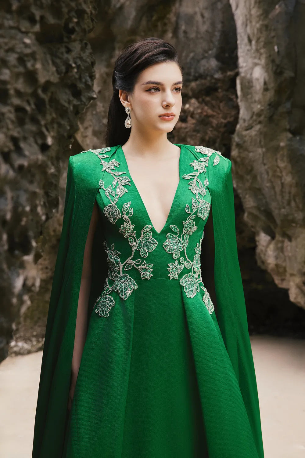 Layered Flap Long Sleeves Cape Dress