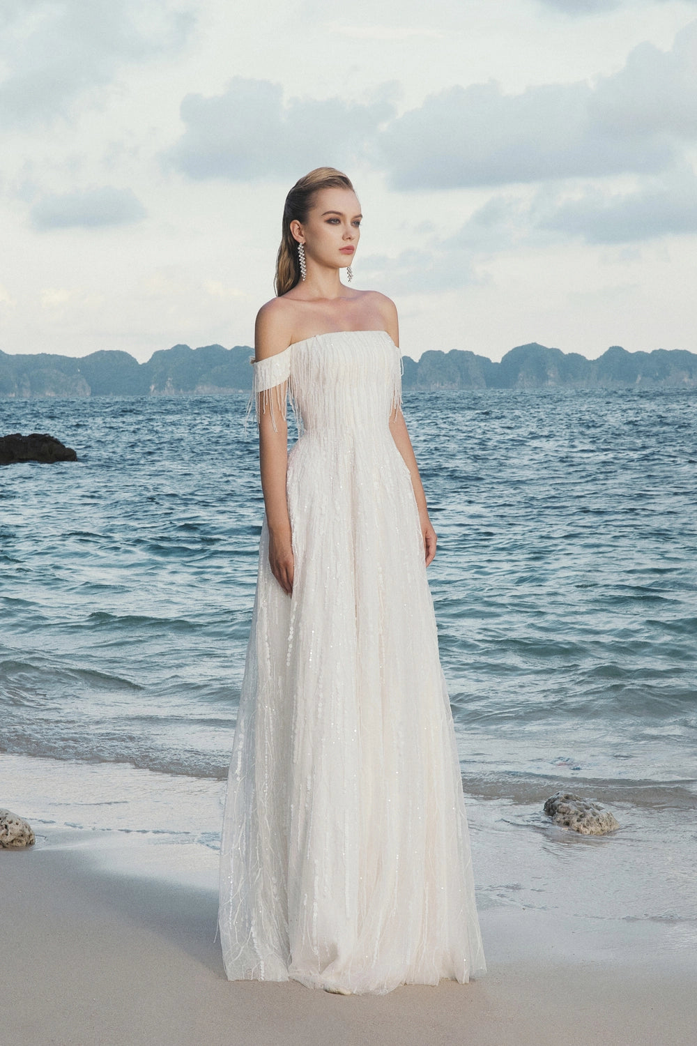 Off-Shoulder Sequin Embellished Dress