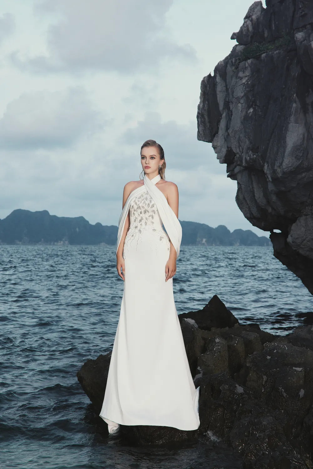 Open Shoulder Cross-Over Flap Dress