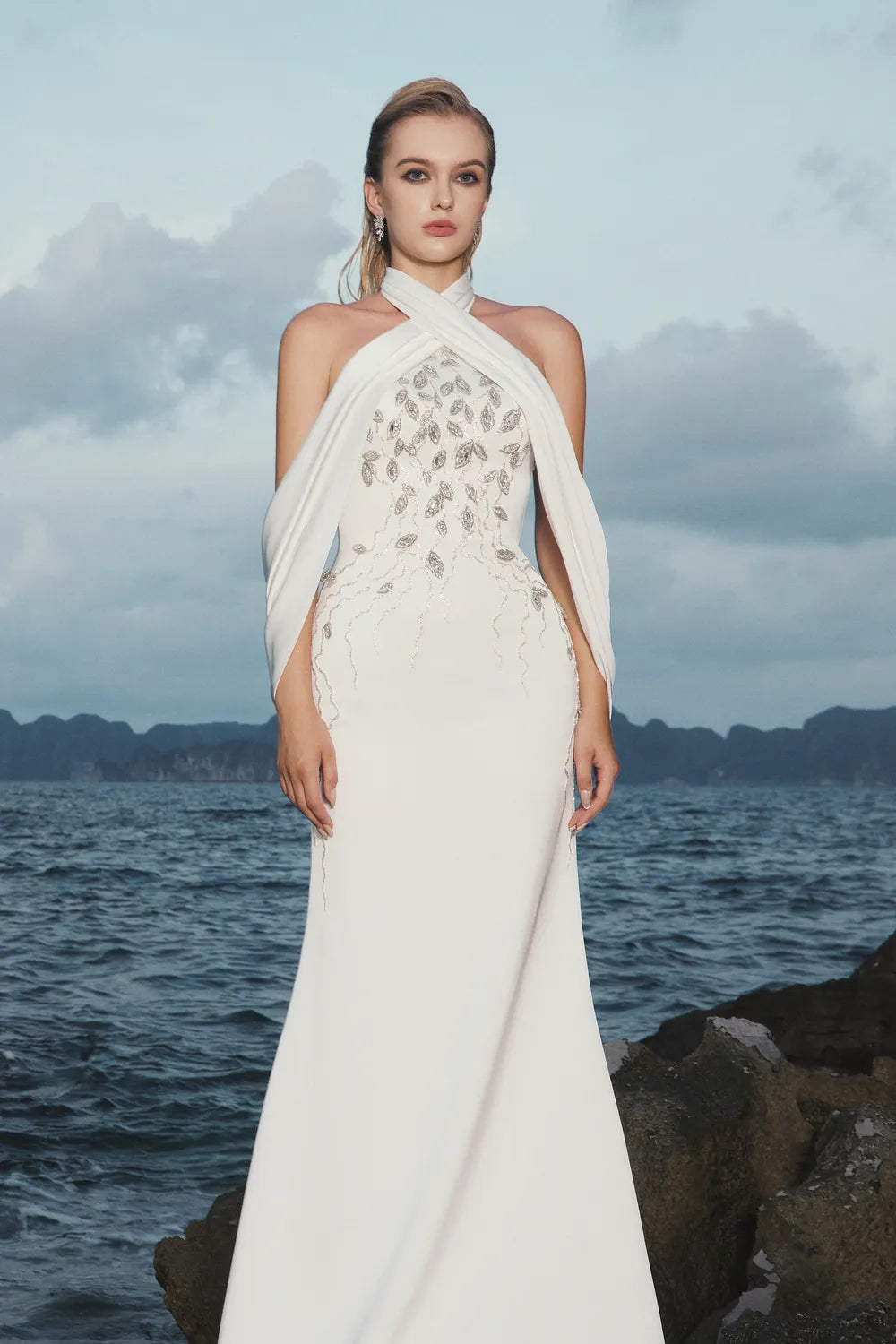 Open Shoulder Cross-Over Flap Dress