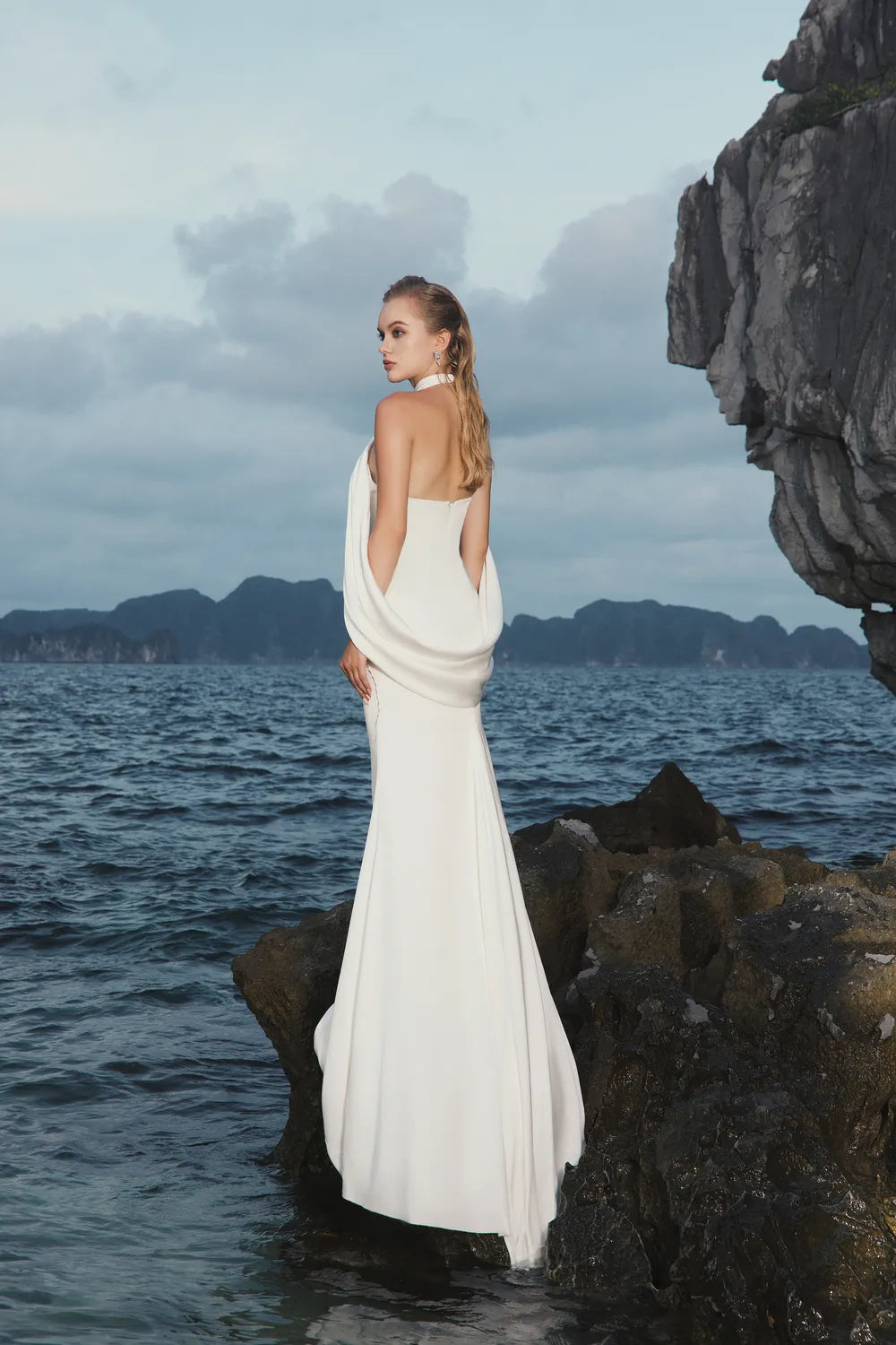 Open Shoulder Cross-Over Flap Dress