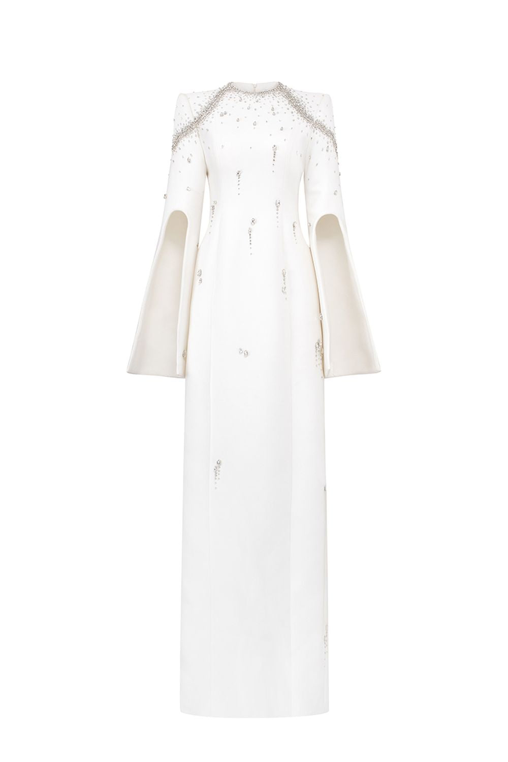 Flared Sleeves Crystal Embellished Dress