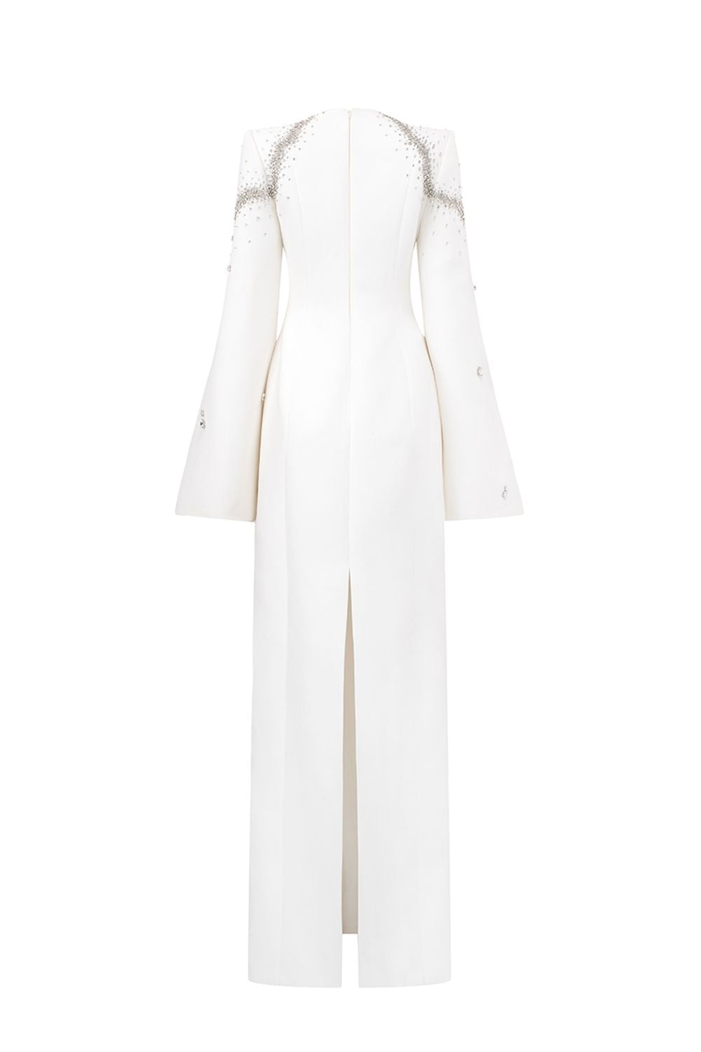 Flared Sleeves Crystal Embellished Dress